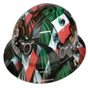 Mexican Outlaw Cowboy Pride Custom Hydro Dipped Full Brim Hard Hat - Top View