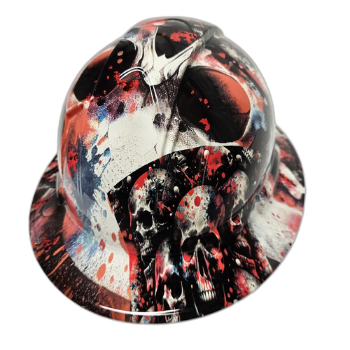 Boody Skull Abstract Skulls Skull Camo Custom Hydro Dipped Full Brim Hard Hat - Top View