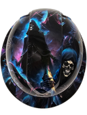 The Grim Reaper Midnight Creeper Custom Hydro Dipped Full Brim Hard Hat - Top View