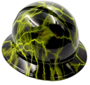 Lime Lightning Custom Hydro Dipped Full Brim Hard Hat - Detail Close-Up