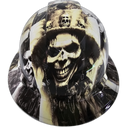 The Witch Doctor Custom Hydro Dipped Full Brim Hard Hat - Detail Close-Up