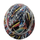 American Pride We The People USA Custom Hydro Dipped Full Brim Hard Hat - Detail Close-Up