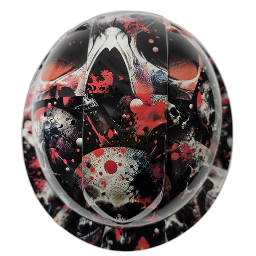 Boody Skull Abstract Skulls Skull Camo Custom Hydro Dipped Full Brim Hard Hat - Detail Close-Up