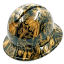 Petrified Wood Dead Wood Skulls Custom Hydro Dipped Full Brim Hard Hat - Detail Close-Up