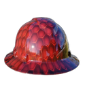 3D Red Hex Carbon Deep 3D Effects Custom Hydro Dipped Full Brim Hard Hat - Detail Close-Up