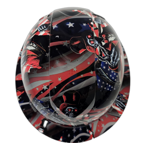 American Reaper Grim Reaper Custom Hydro Dipped Full Brim Hard Hat - Detail Close-Up