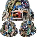 USA License Plates Car Tags Custom Hydro Dipped Full Brim Hard Hat - Detail Close-Up