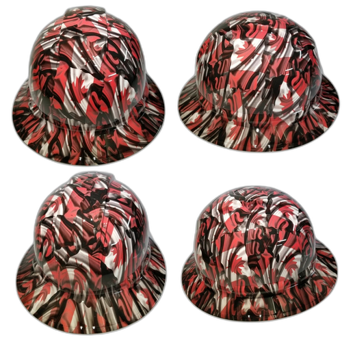 The Canadian Flag Custom Hydro Dipped Full Brim Hard Hat - Detail Close-Up
