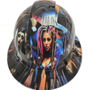 Wicked Art Extreme Custom Hydro Dipped Full Brim Hard Hat - Detail Close-Up