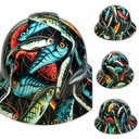 Big Bass Fishing Lures Custom Hydro Dipped Full Brim Hard Hat - Detail Close-Up