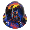 American Trucker White Line Fever Custom Hydro Dipped Full Brim Hard Hat - Detail Close-Up