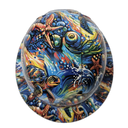 Underwater Sea Turtles Ocean Color Custom Hydro Dipped Full Brim Hard Hat - Detail Close-Up
