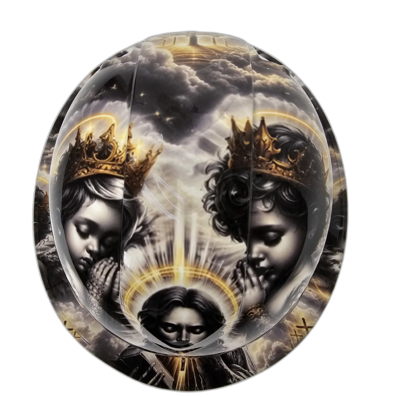 Jesus With Cherubs Live In The Light hard hat detail view