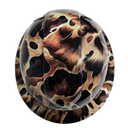 Cowboy Camo Cow Hide Realistic Custom Hydro Dipped Full Brim Hard Hat - Detail Close-Up