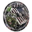 Military Army Dog Tags Custom Hydro Dipped Full Brim Hard Hat - Detail Close-Up