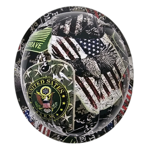Military Army Dog Tags Custom Hydro Dipped Full Brim Hard Hat - Detail Close-Up