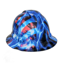 American Thunder USA Lightning Custom Hydro Dipped Full Brim Hard Hat - Detail Close-Up