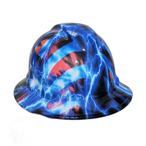 American Thunder USA Lightning Custom Hydro Dipped Full Brim Hard Hat - Detail Close-Up